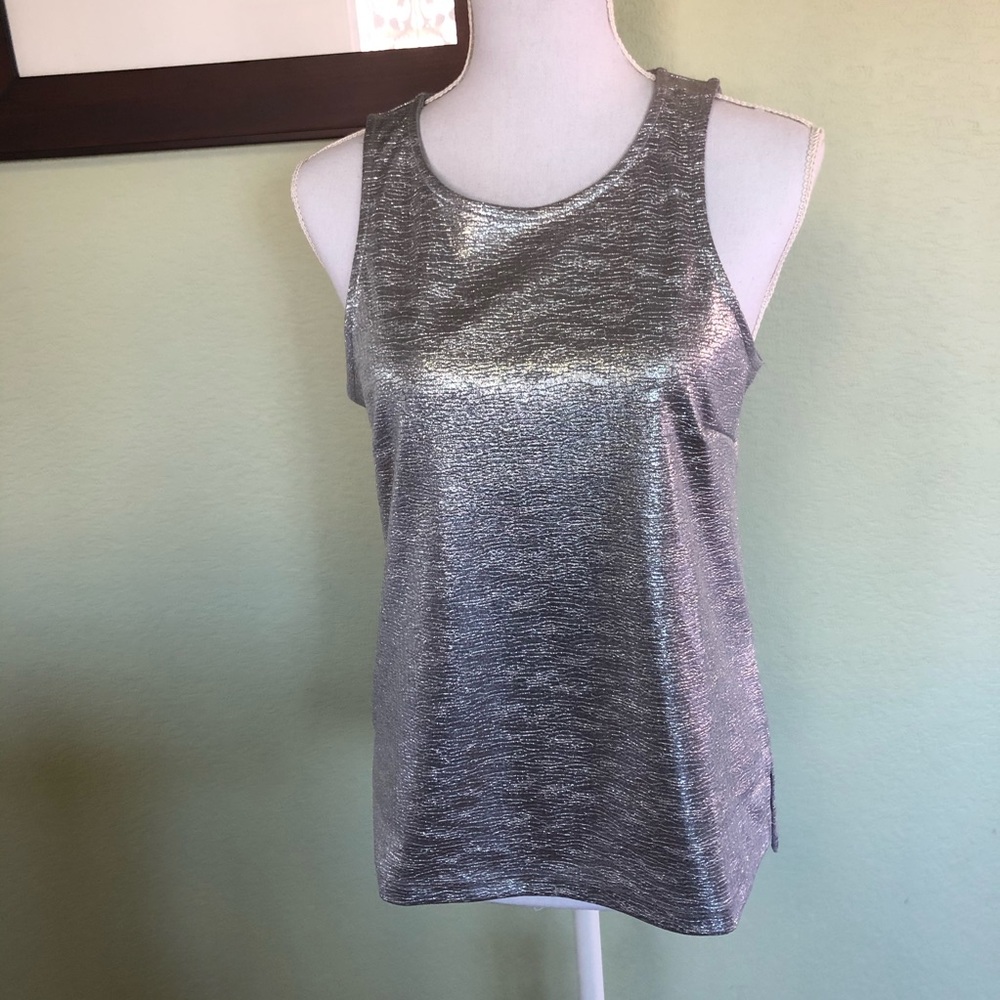 Calvin Klein faux leather silver top